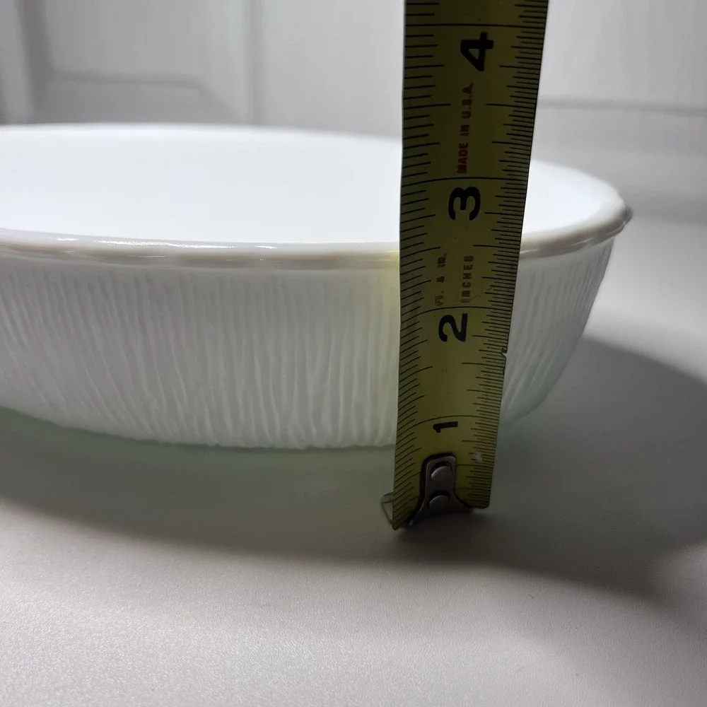 Vtg 1975 FTD Textured Milk Glass Oval Bowl